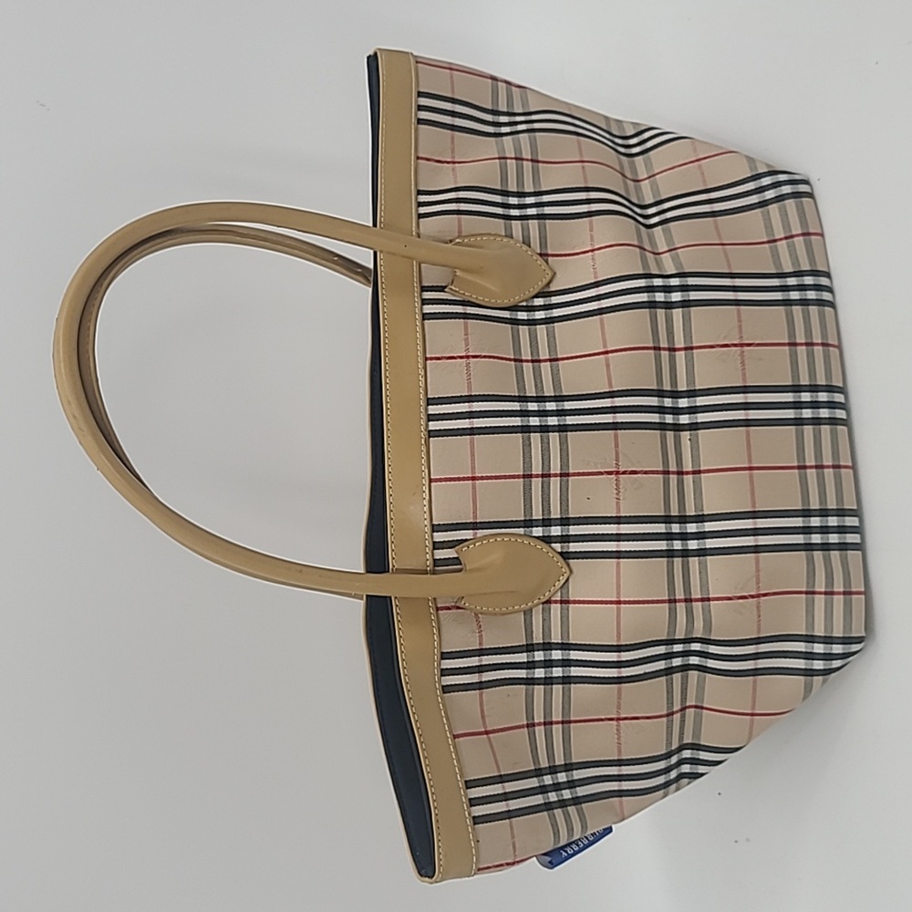 Burberry blue label tote bag plaid medium